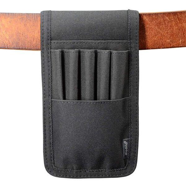 Belt Pen Holder, Pencil Holder Pouch, Pen Sleeve Case Holster for Belt, Hold Multiple pens, Hold 6 Inch Ruler, 4 Pens and a Marker. Made of Durable Fabrics, Detachable, Black.