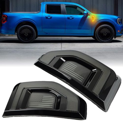 GEEGEETOP Led Fender Side Marker Lights Assembly, 2 Pcs Amber Front Fender Lamp Kit for Ford Maverick 2022-2025 Trucks/Pickup,Function as Amber Sequential Turn Signal Light & Daytime Running Light
