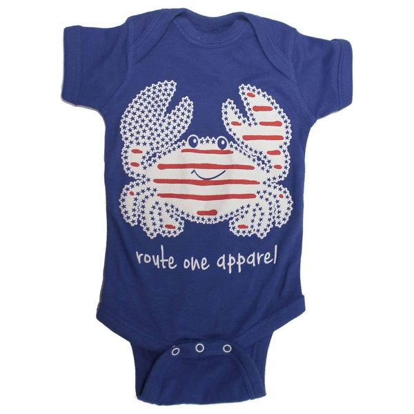 Stars & Stripes Crab (Royal Blue) / Baby Onesie - 24 Months / Blue