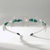 IYOU Shiny Crystal Wedding Headband Rhinestone Green Hair Band Leaf Vintage Prom Bridal Hair Accessories for Women