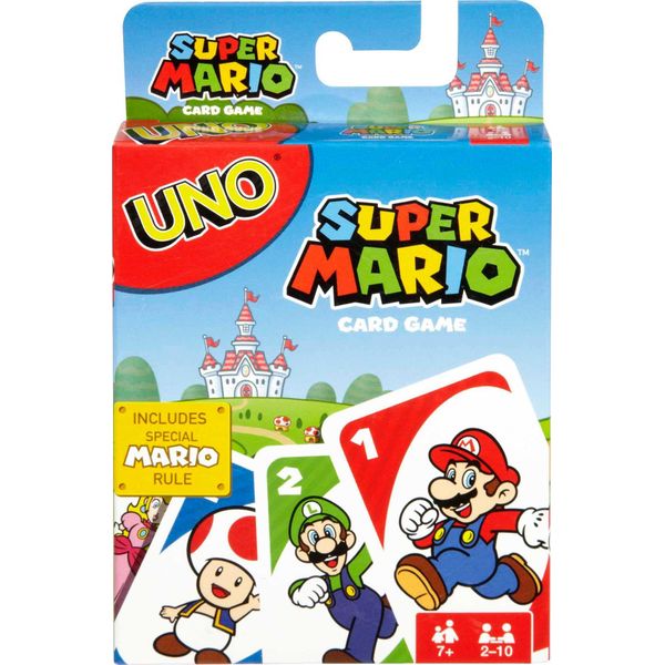 UNO Super Mario Card Game Animated Character Themed Collector Deck 112 Cards with Character Images, Gift for Kids Ages 7 Years Old & Up, DRD00