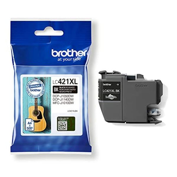 BROTHER, LC-421XLBK Inkjet Cartridge, Black, Single Pack, High Yield Includes 1 x Inkjet Cartridge, Brother Genuine Supplies