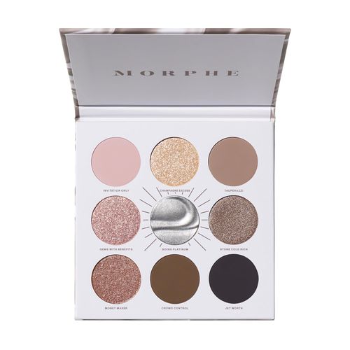 Morphe Rich & Foiled Artistry Palette - Foil-Effect Smokey Eyeshadow Palette with Matte, Shimmer & Foil Finishes - Rose, Brown & Silver Eyeshadow with Luminous Payoff - Going Platinum (0.35 oz)
