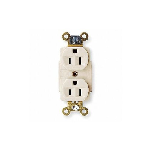 Hubbell HBL5262W Duplex Receptacle, HD Industrial Grade, 15 amp, 125V, 5-15R, White