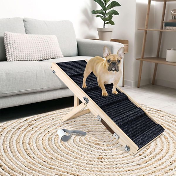 Small Dog Ramp, Adjustable Portable Folding Wooden Pet Ramp, 32" Long with Non-S