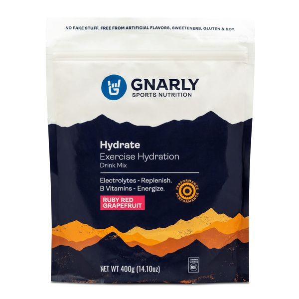 Gnarly Nutrition, Hydrate Electrolyte Powder with B Vitamins and Trace Minerals to Support Workouts, Ruby Red Grapefruit, 40 Servings