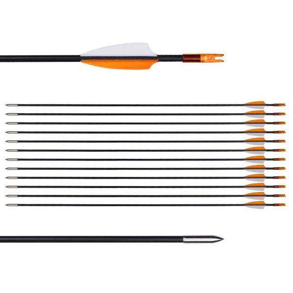 LWANO 31" Training Arrows-Archery Practice Target Arrows for Kids Youth or Beginners with Durable Shaft on Recurve Bow Compound Bow and Longbow (12pas Arrows, Orange)