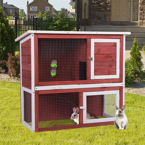 New Wooden Rabbit Hutch Outdoor Chicken Coop Small Animal House Pet Bunny Cage