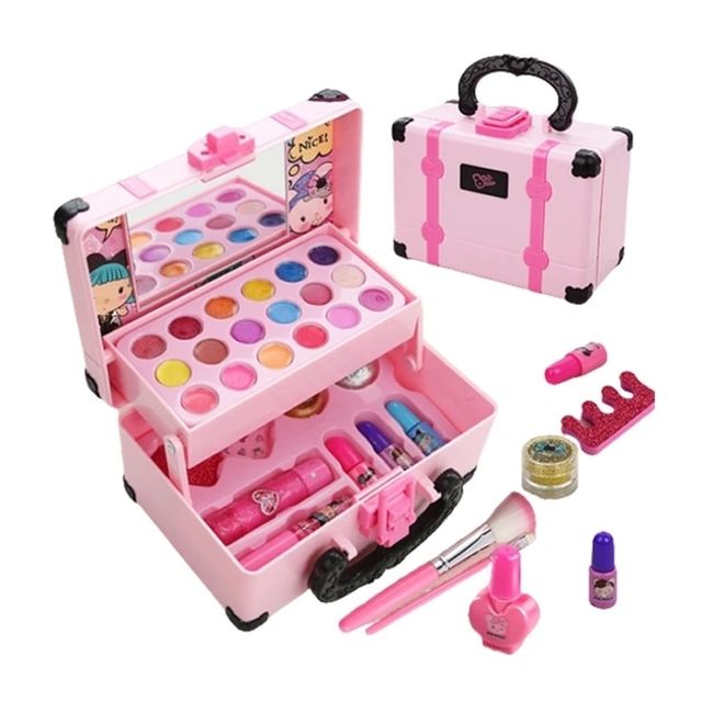 Lip Palette Kids Pretend Play Makeup Toy Cosmetic Set Safe Non-Toxic Lipstick Eyeshadow Play House Christmas Gift