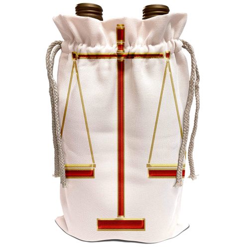 3dRose Houk Digital Design Symbols – Law - Scale of Justice (red) - Wine Bag (wbg_41805_1)