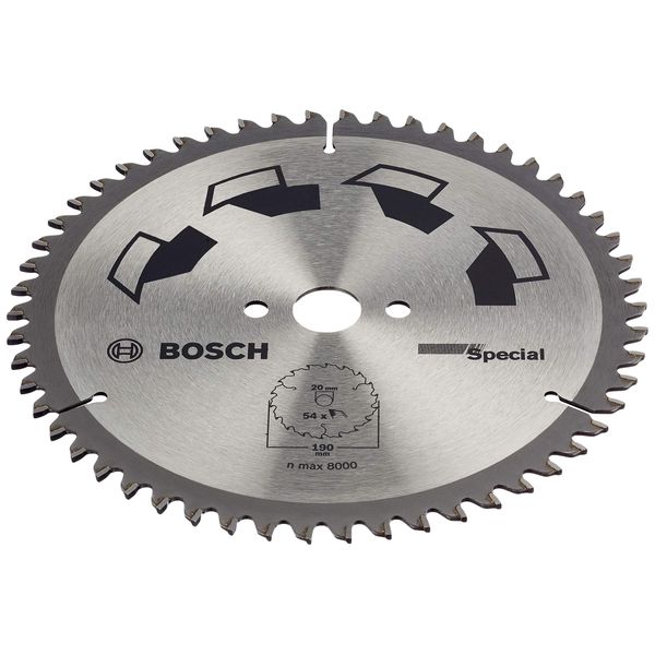 Bosch 1x Circular Saw Blade Special (for Wood, Non-Ferrous Metals, Plastic, Ø 190 x 2.5/1.8 x 20/16 mm, 54 Teeth, FT, with 1x Reduction ring 16 mm, Accessories for Circular Saws)