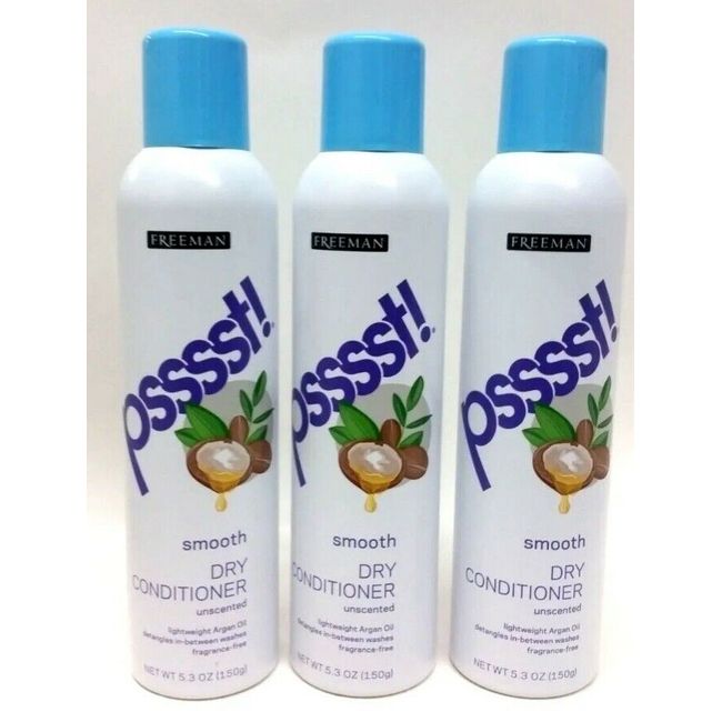 3x  Psssst! Freeman Smooth Dry Conditioner Unscented 5.3 oz Argan Oil Detangles