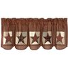 New Primitive Red Wine Brown Rust PATCHWORK STAR VALANCE Topper Curtain