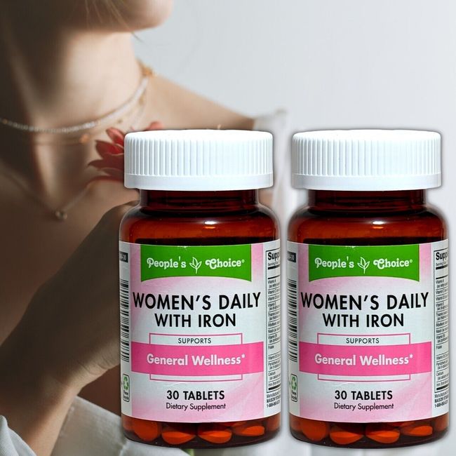 People's Choice Women's Daily with Iron Supplement 2 Bottles 60 Tablets USA Made