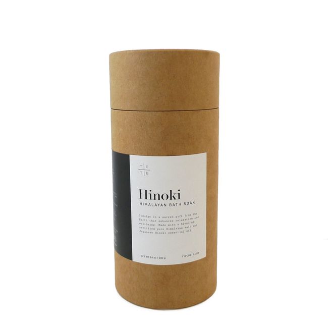 TE+TE Hinoki Himalayan Bath Soak 24 Oz Infused with Japanese Hinoki Essential Oil, Enhances Relaxation and Well-Being, Forest Bathing Experience, Soothing Aroma, Mineral Rich