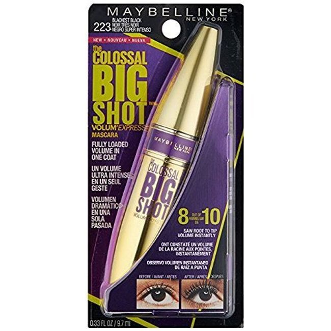 Maybelline Volum' Express The Colossal Big Shot Washable Mascara, 223  Blackest Black (Pack of 2)