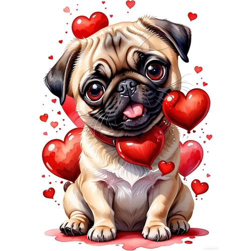 PUAGEMTI Pug Diamond Painting Kits for Adults, Colorful Animals 5D Diamond Art Kits Beginner, Paint with Diamonds Pictures DIY Gem Painting for Home Wall Decor 12x16 inch