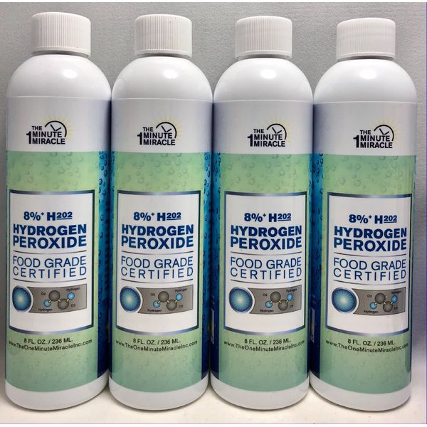 8% Hydrogen Peroxide Food Grade - 8 oz 4 Bottles