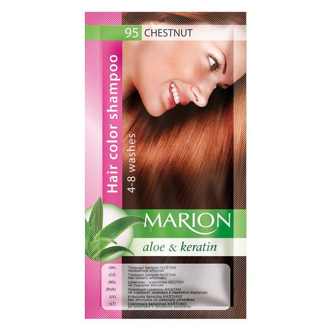 Marion Hair Color Shampoo in Sachet Lasting 4 to 8 Washes Aloe and Keratin - 95 Medium Chestnut