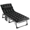 NAIZEA New Folding Camping Cot Rollaway Guest Bed 4 Level Cot Bed Black Mattress