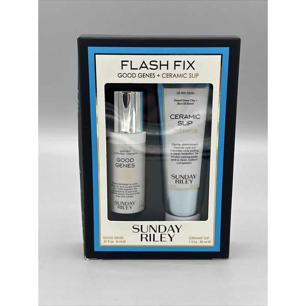 Sunday Riley Flash Fix Good Genes .27oz & Ceramic Slip 1oz Travel Duo New