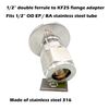 1/2" Double Ferrule Compression fitting to KF25 Flange Adapter (1/2" double ferrule to KF25)