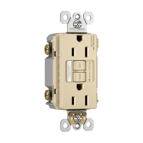 Legrand radiant 1597NTLTRICC4 15 Amp Night Light GFCI Self Test Tamper-Resistant Decorator Duplex Outlet with Cool Touch LED, Ivory (1 Count)