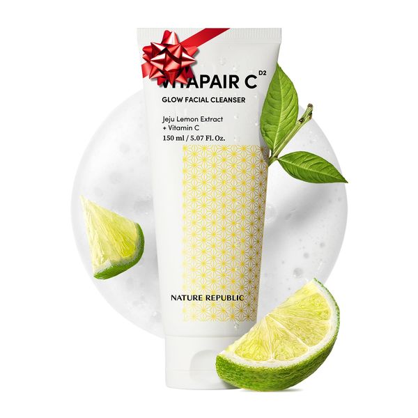 Nature Republic Vitapair C glow Facial Cleanser, Centella Asiatica Extract, Citrus Lemon Fruit Extract, Face wash, Cleansing Foam, Vitamin C Cleanser, Korean Skin Care, 150ml / 5.07 fl oz