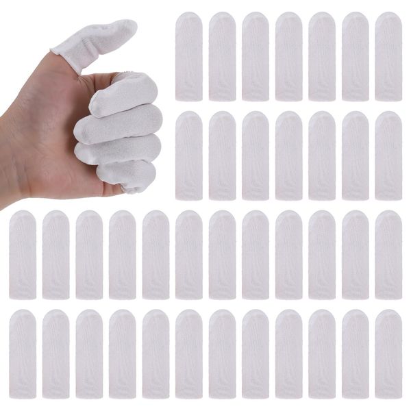 100Pcs Cotton Finger Cots, White Finger Toe Sleeves Cloth Finger Covers Fingertips Protective Cushion Comfortable and Breathable Thumb Protector for Men Women