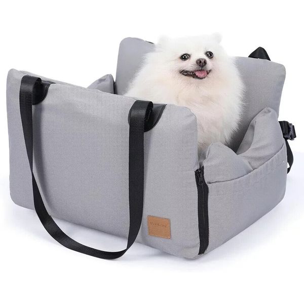 Dog Car Seat for Small Dogs, Pet Dog Booster Seat with Storage Pockets & Clip-On