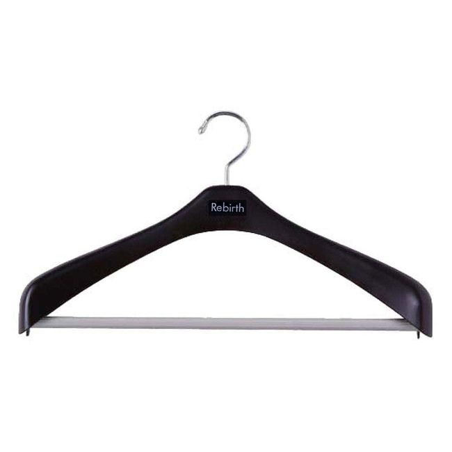 Shinkohanger (Reverse) Slacks with Non-slip Stop Bar Hanger Width 18.5 inches (47 cm), Jacket Stop 47 Black, Swivel Hook, Made in Japan, 2 Pieces