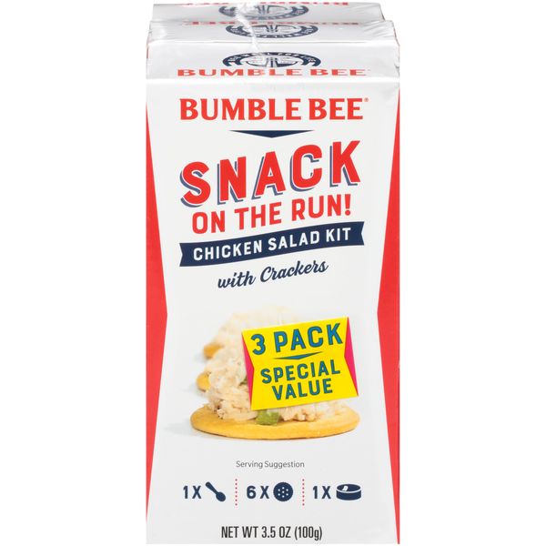 Bumble Bee Snack on the Run Chicken Salad with Crackers Kit, Ready to Eat, Spoon Included - Shelf Stable & Convenient Protein Snack, 3.5 Ounce (Pack of 3)