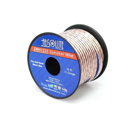 Absolute USA SWH1225 12 Gauge Car Home Audio Speaker Wire Cable Spool 25'