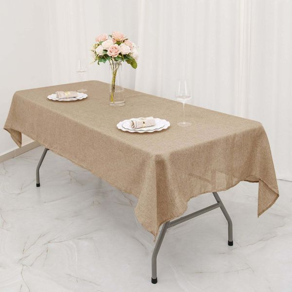 54x96-Inch Natural Rectangular Faux Burlap Tablecloth Wedding Party Decorations