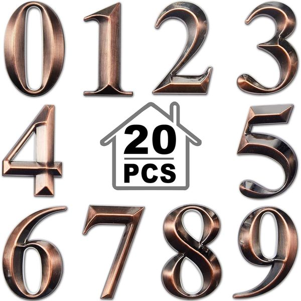 3D Mailbox Numbers 0-9 Self-Adhesive 2 Inch Address Number Stickers 20 Bronze