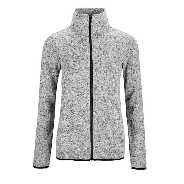 Dolcevida Womens Fleece Jacket Long Sleeve Sweater Fleece Zip Up Speckled Jacket with Pockets (Light Grey Mix, L)