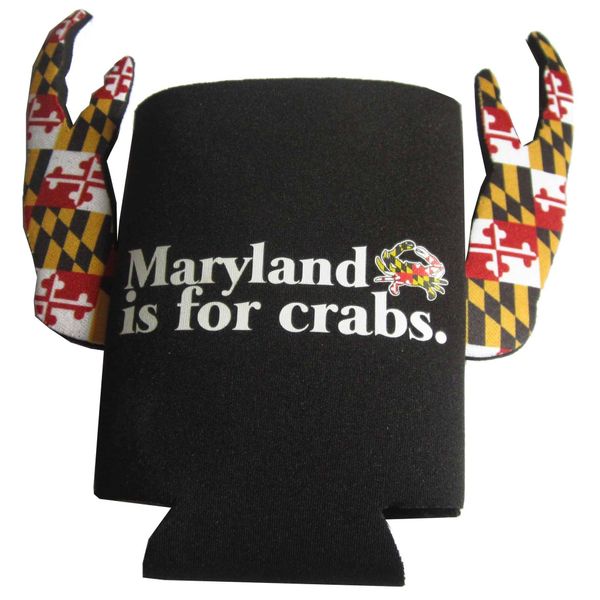 Maryland Is For Crabs (Black w/ Maryland Claws) / Crab Claw Can Cooler - Maryland Flag / 1