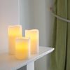 Set of 3 Real Wax Battery Operated Flameless LED Candles with Timer by Lights4fun