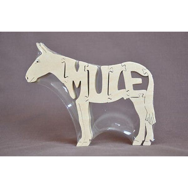 Mule Wood Puzzle Amish Made Scroll Saw Tack Room Toy New Farm Art Figurine