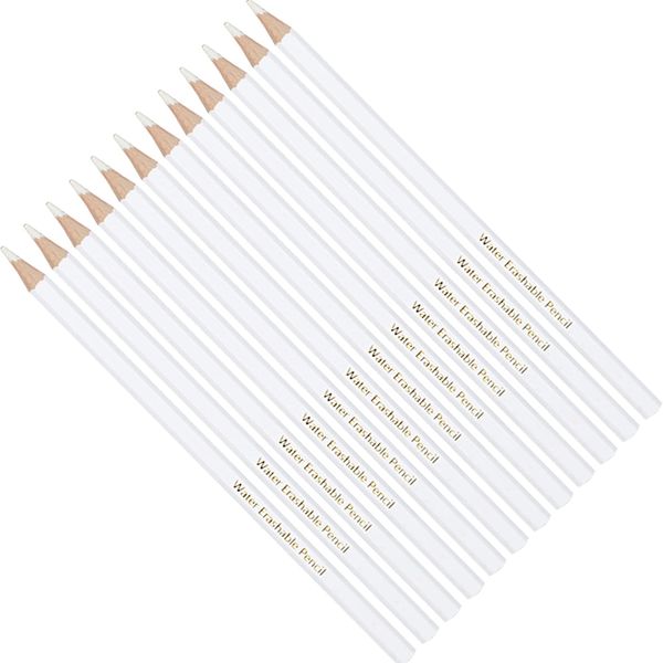 12 PCS Sewing Marking Pencils Water Soluble Tailor's Chalk for Fabric Clothing Cutting Wood-cased Pencil(White)