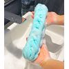 Long Stretch Back Sponge with Rope Handles Back Scrubber Bath Shower Mesh Sponge Exfoliating Body Scrub Stretch Braided Loofah for Men and Women(2-Pack,Blue Green)