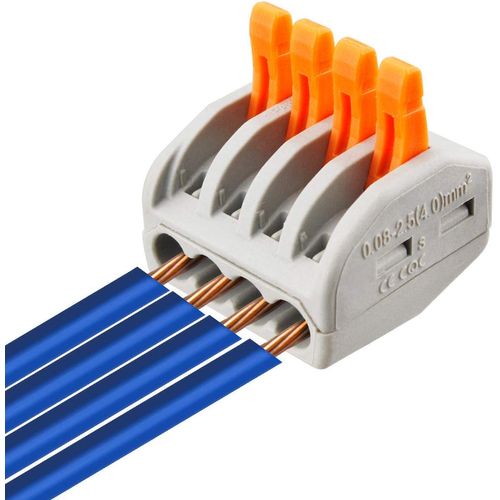 CESFONJER 222-414 Lever Nut Connector, Assortment Conductors, Compact Wire Connectors, 0.75-2.5mm², Nylon PA6.6, 400V/4KV/2, 32A, 21*22*14.5mm (18 Pack)