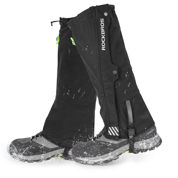 Rockbros Gaiter, Mountain Climbing, Waterproof, Mountain Spats, Lightweight, Mud Flap, Sand Protection, Outdoors, Long Gaiter, Durable, Storage Bag Included, For Rain, Snow, and Bad Weather Protection, Unisex, (L/XL)