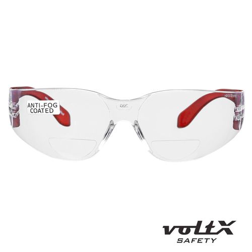voltX 3 x GRAFTER’ Bifocal Lightweight Industrial Reading Safety Glasses, UKCA & CE EN166f Certified/Cycling Safety Glasses (Clear Lens +1.5) + UV400 anti fog coated lens