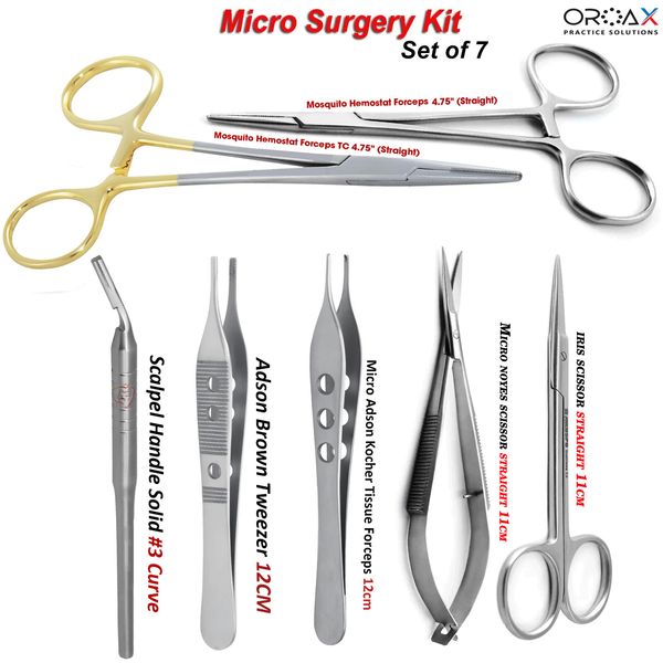 7PC Minor Micro Surgery Surgical Veterinary Dental Instruments Student Set Kit