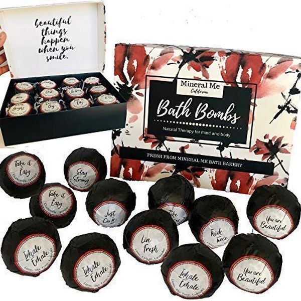Bath Bombs for Women with Inspirational Messages – 12 Natural and Organic Bath Bombs Gift Set with Essential Oils and Skin Moisturizing Shea Butter - Gift for Wife, Girlfriend, Graduation, Teachers