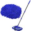 WillingHeart 47.5" Car Wash Brush Mop Cleaning Tool with Long Handle Kit for Washing Detailing Cars Truck, SUV, RV, Trailer, Boat 2 in 1 Chenille Microfiber Sponge Duster Not Hurt Paint Scratch Free