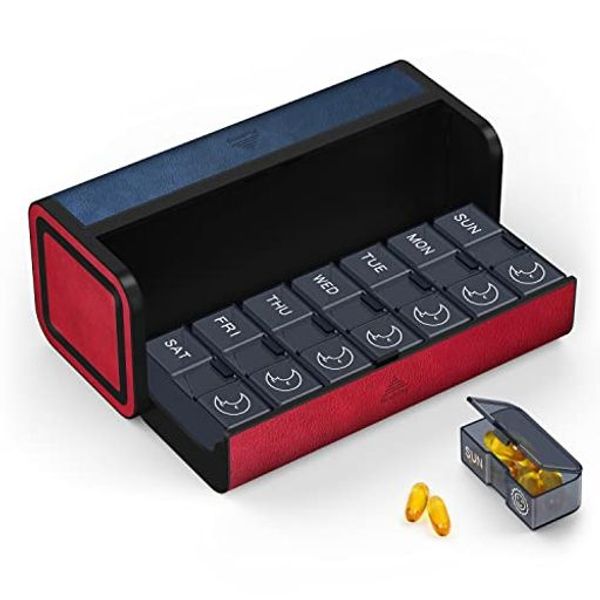 Pill case, removable, antibacterial and moisture-proof, 1 week, twice a day, medicine case, weekly pill case, portable, compact, prevents forgetting to take medicine, easy to carry, supplement case, accessory case, dustproof, shockproof, double protection