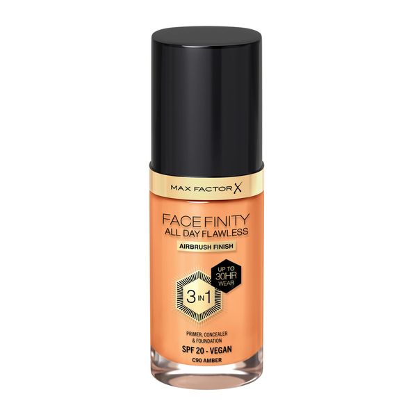 Max Factor Facefinity 3-in-1 All Day Flawless Liquid Foundation, SPF 20 - 90 Amber, 30 ml