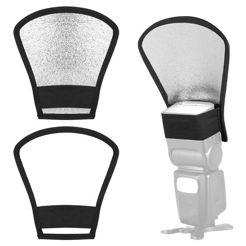 Sixfolo Pack of 3 Universal Flash Reflector Silver White Flash Diffuser 2 in 1 Small Flash Diffuser Light Softbox Portable with Elastic Band for Camera Reflector, Studio, Light Diffuser